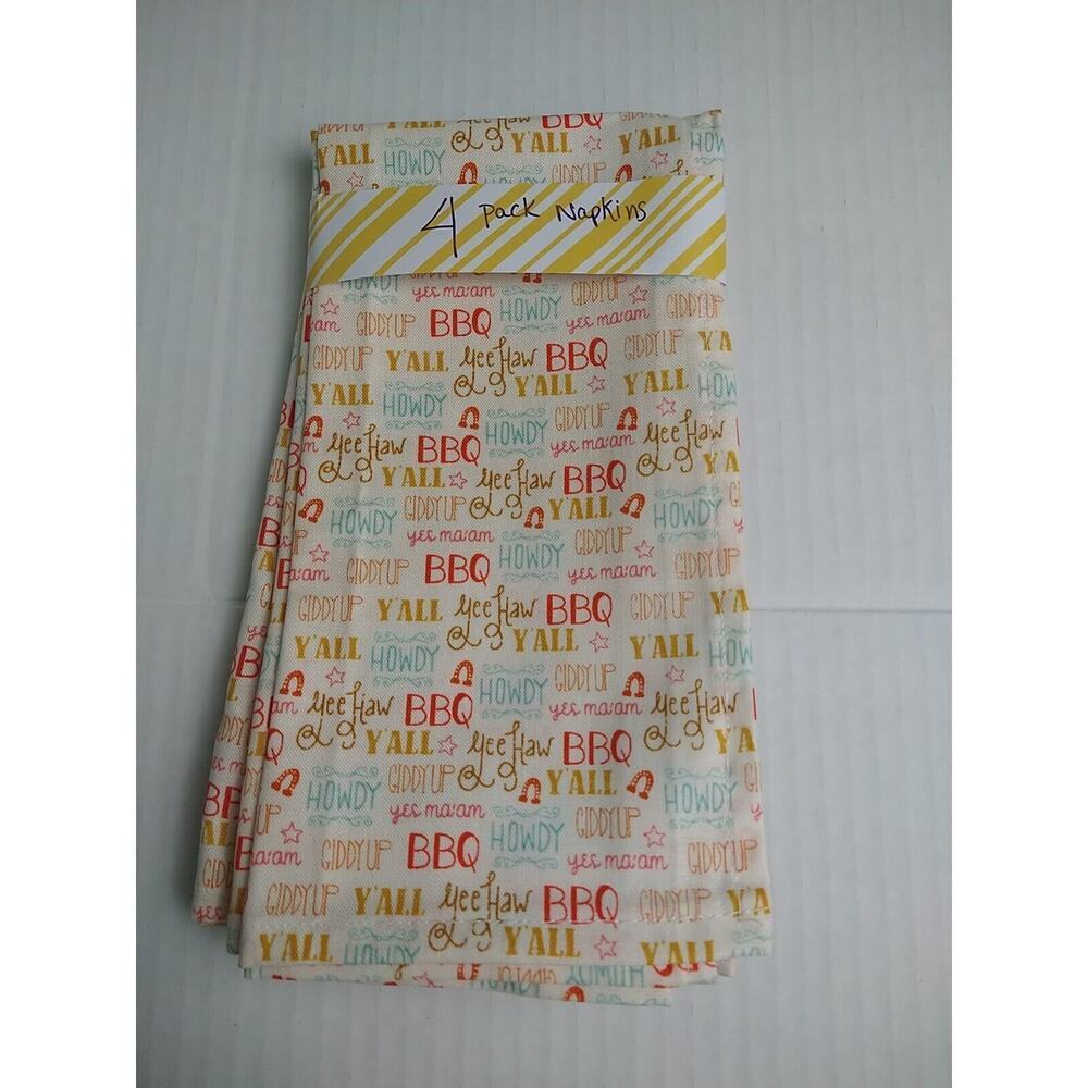 BBQ Howdy New 100 Cotton Handmade Napkins Set / of 4